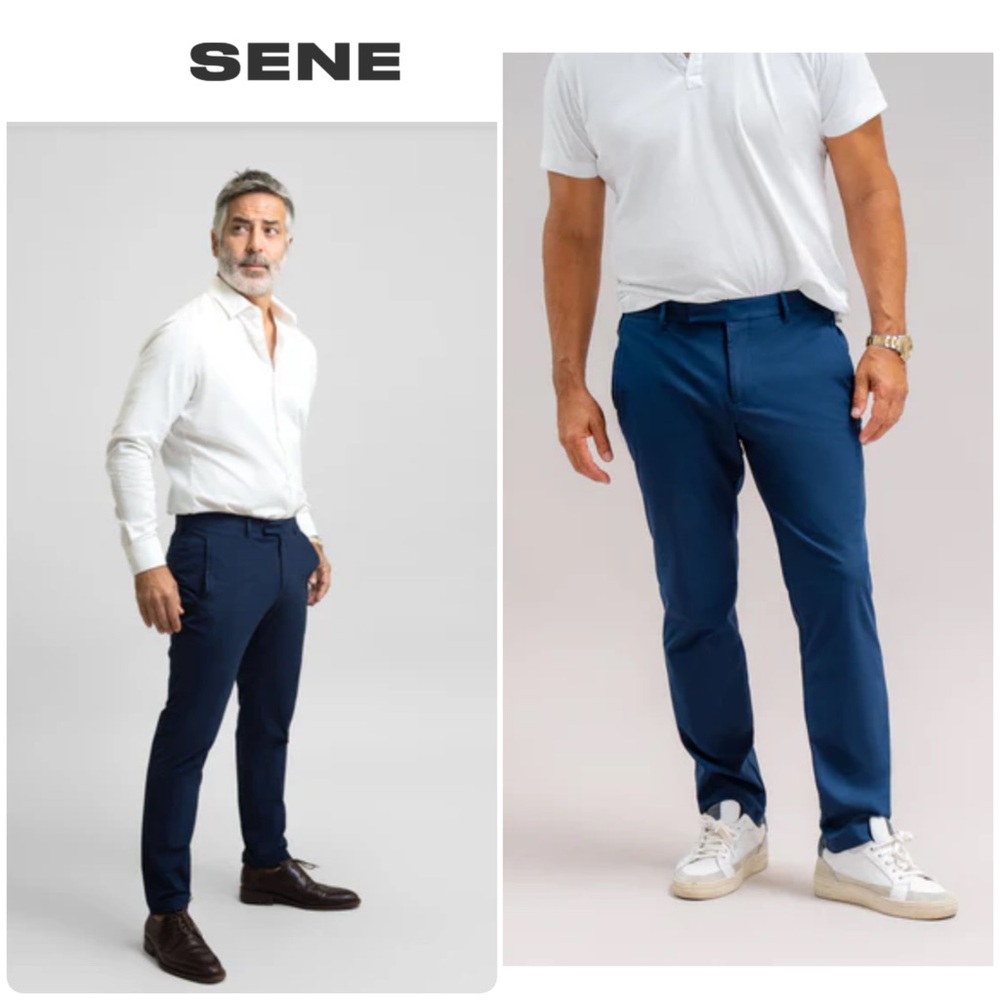 NEW Sene Soho Flex Dress Pants 40 X 34 Sport Tech Stretch Golf Business Blue